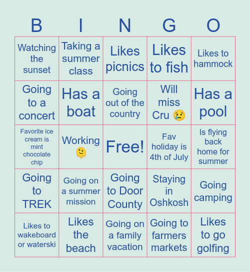 Summer! Bingo Card
