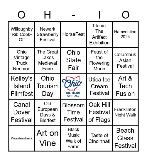 DFI Ohio Summer Bingo Card