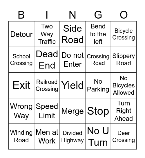 Road Trip BINGO Card