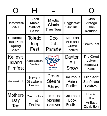 DFI Ohio Summer Bingo Card