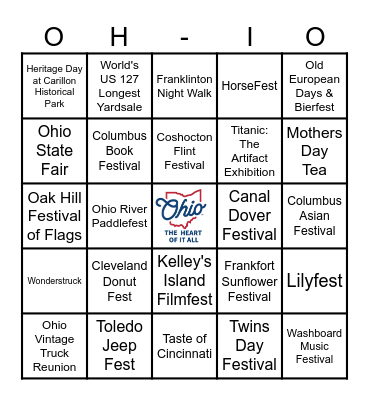 DFI Ohio Summer Bingo Card