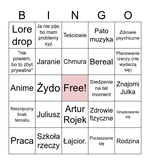 spotkanie Bingo Card