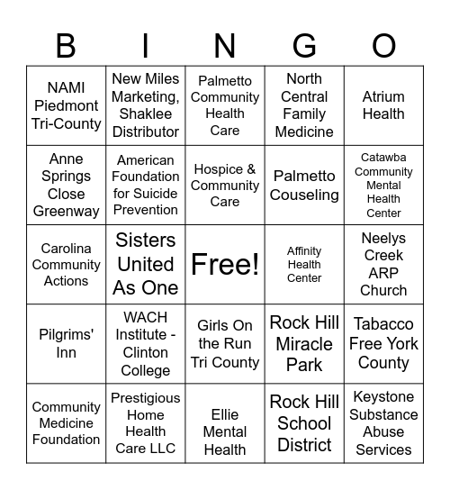 Vendor Village BINGO Card