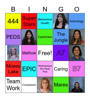 Reception Day Bingo Card
