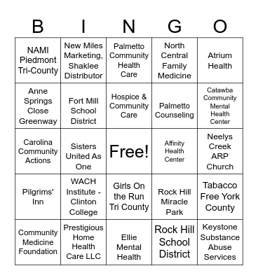 Vendor Village BINGO Card