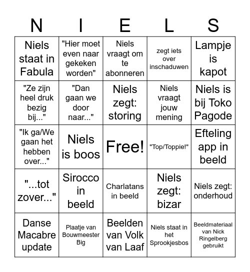 Niels Kooyman Bingo Card