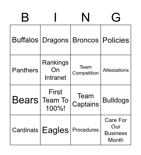 Business 101 Championship Bingo Card