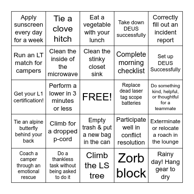 OA Bingo Card