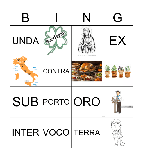 Prima Latina VINCO! Bingo Card