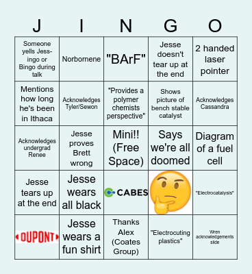 Jess-ingo Bingo Card