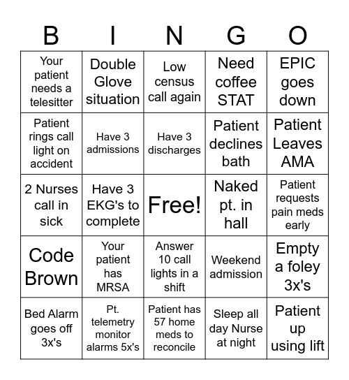 NURSES WEEK BINGO Card