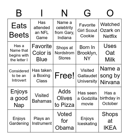 5/8/2024 HEP/MKV Getting To Know You Bingo Card