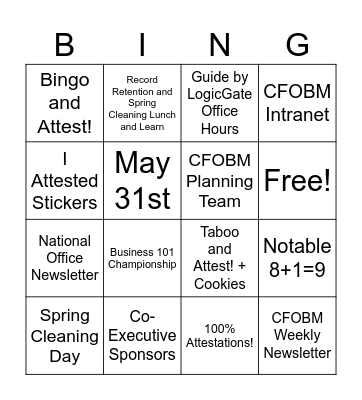 Care For Our Business Month! Bingo Card