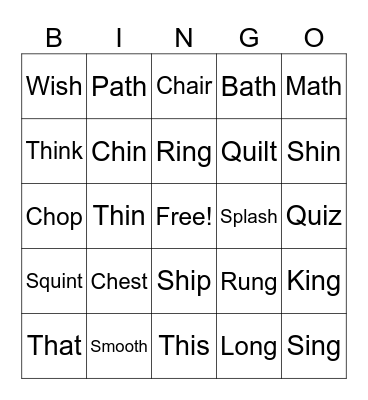 Ch/Th/Sh/Qu/Ng Bingo Card