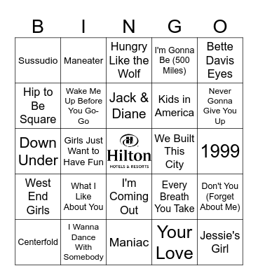 I <3 the 80s Bingo Card
