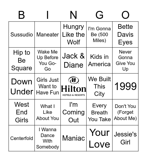 I <3 the 80s Bingo Card