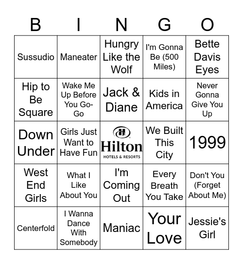 I <3 the 80s Bingo Card