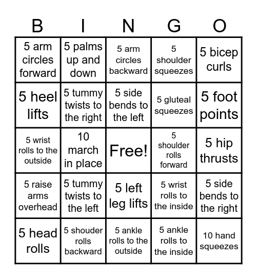 MOVEMENT BINGO Card