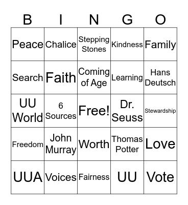 UU Bingo Card