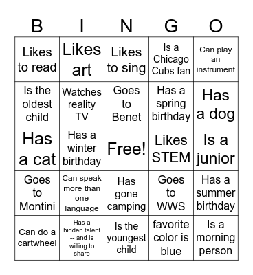 Find Someone Who... Bingo Card