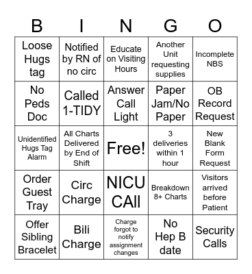 CA Bingo Card