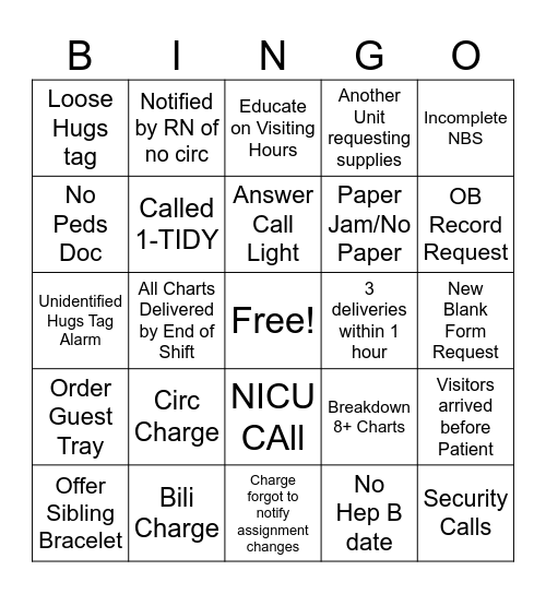 CA Bingo Card