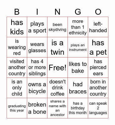 Find Someone Who... Bingo Card