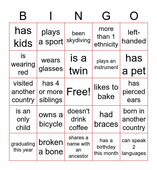 Find Someone Who... Bingo Card