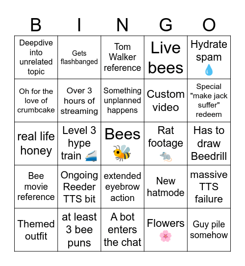 Beemode Jackmode Bingomode Bingo Card