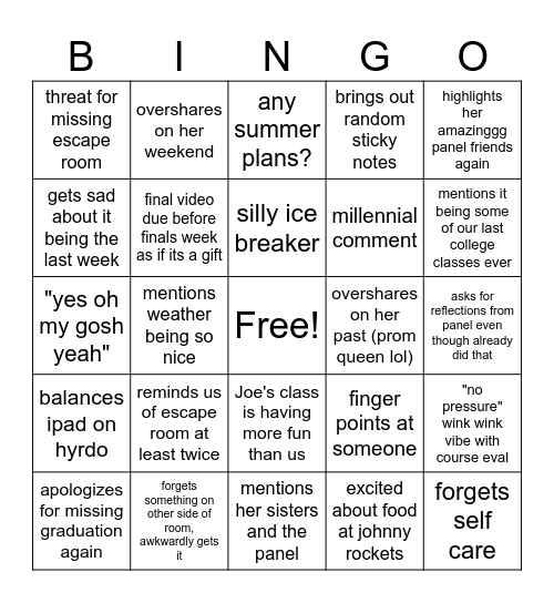 final class bingoooo Bingo Card