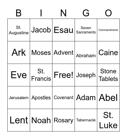 Faith Formation Bingo! Bingo Card