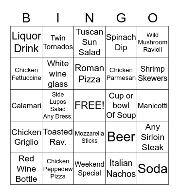 Lupo's Bingo #3 Bingo Card