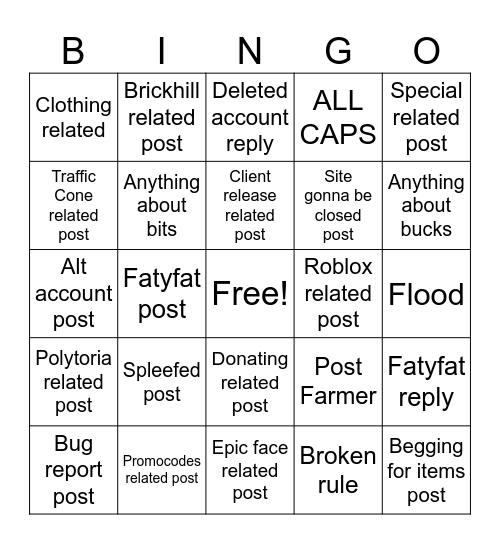 Brickimo Forums Bingo Card