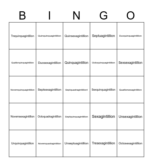 Big Number Bingo 3 Bingo Card