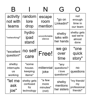 last day </3 Bingo Card