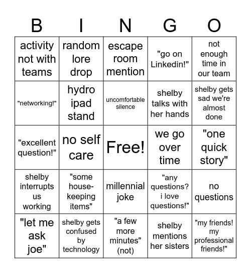 last day </3 Bingo Card