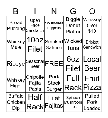 Week Night Bingo Card