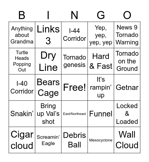 David Payne Bingo Card