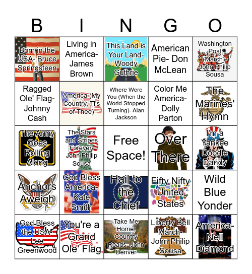 Patriotic Songs! Bingo Card