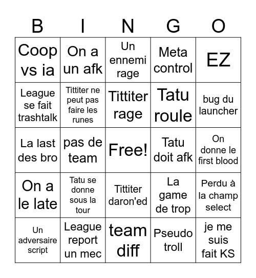 LOL Bingo Card