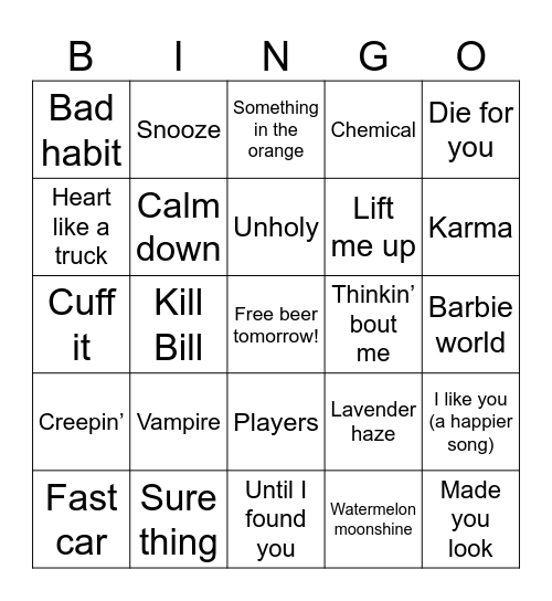 z2023 Bingo Card