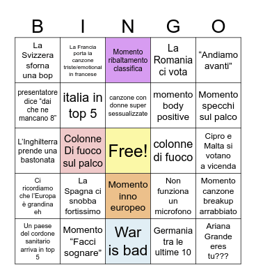 Bingo Eurovision 2024 Bingo Card