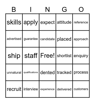 VOCABULARY LAST TERM Bingo Card