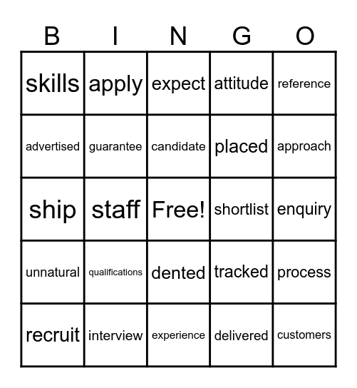 VOCABULARY LAST TERM Bingo Card