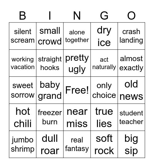 OXYMOROSN Bingo Card