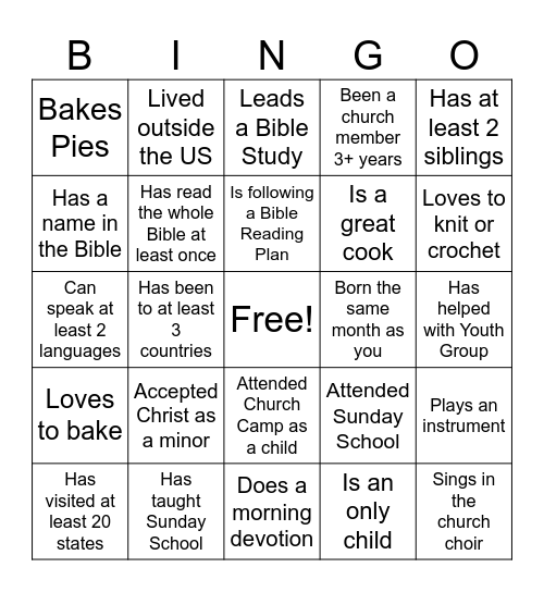 Women's Retreat Bingo Card