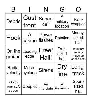 2024 Tornado Season Bingo Card