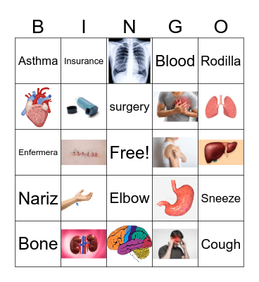 Medical Spanish Bingo Card