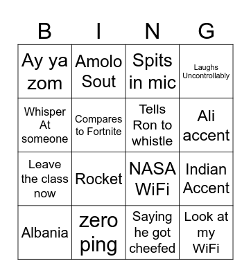 Ali bingo Card