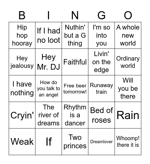 1993 Bingo Card